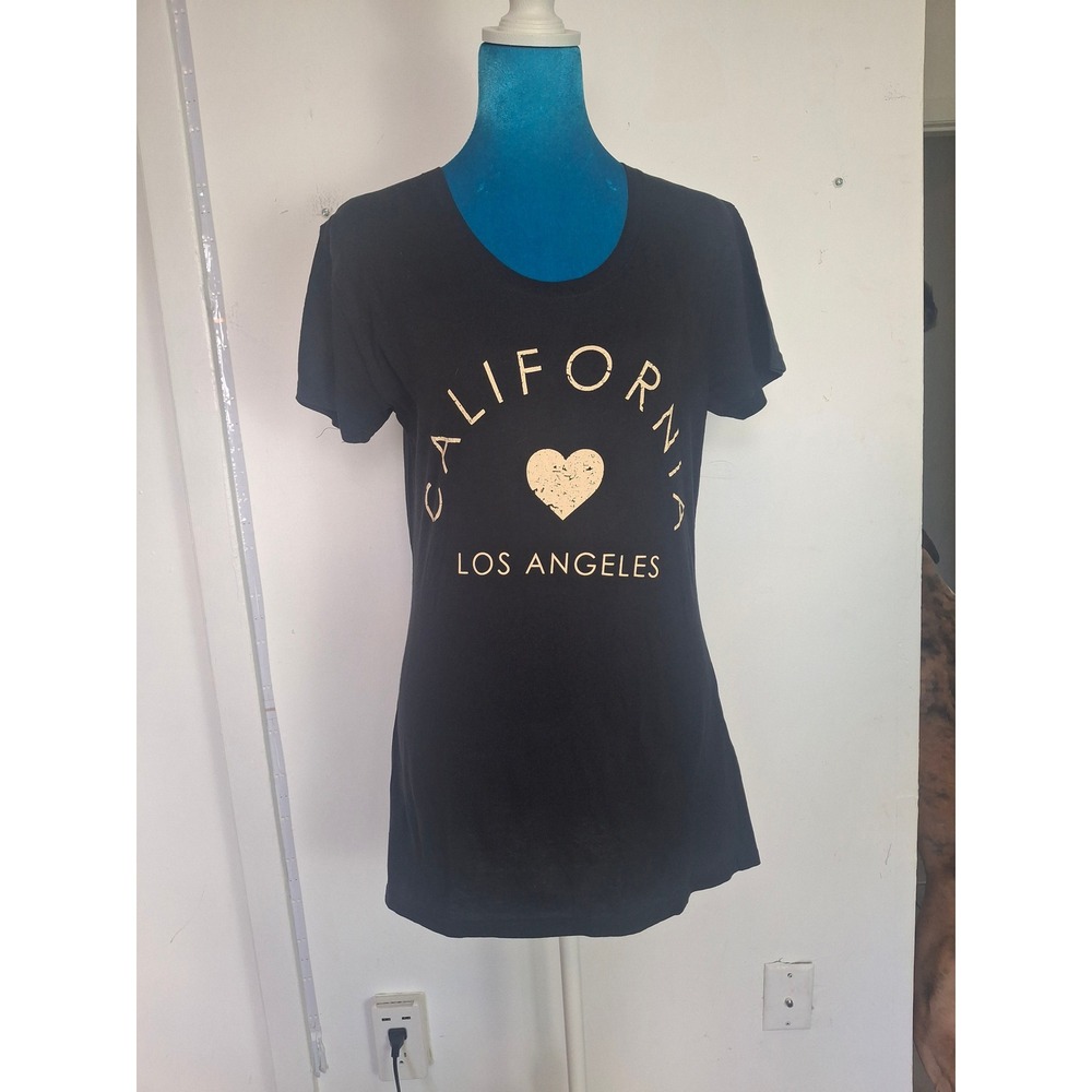 LTI California Los Angeles Heart Graphic T-Shirt Black XL Scoop Neck Tee